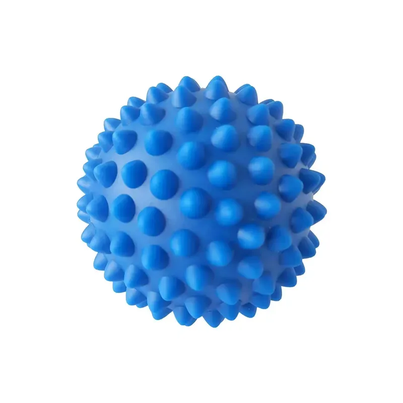 A blue spiky massage ball