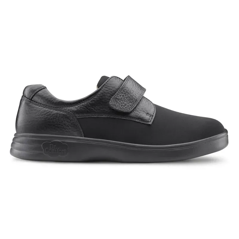 The Dr. Comfort Annie in black, inside profile with the strap fastened