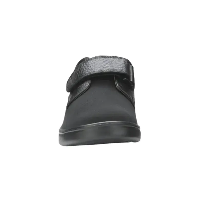 The Dr. Comfort Annie women's shoe in black, front view showing the wide toe box