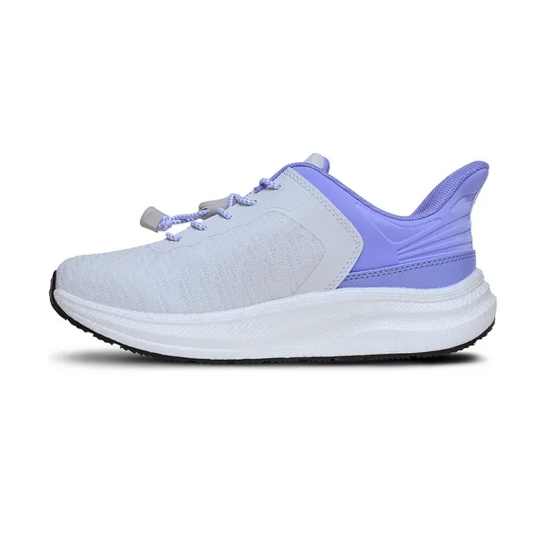 The Dr. Comfort Joy in white, side profile showing the mesh upper and cushioned sole