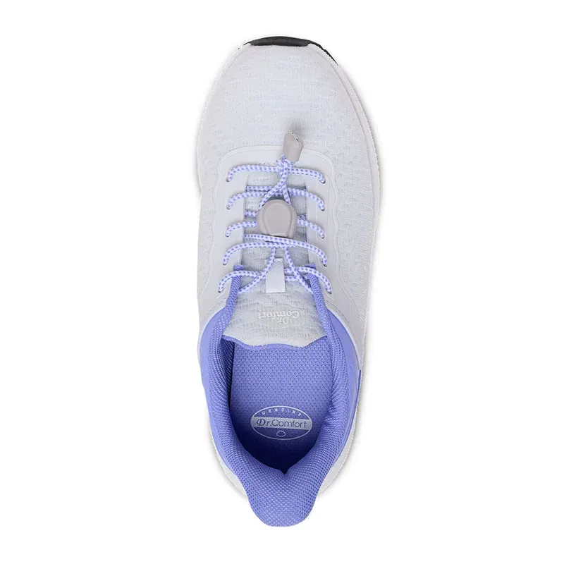 The Dr. Comfort Joy in white from above, showing the elastic quick-tie lace