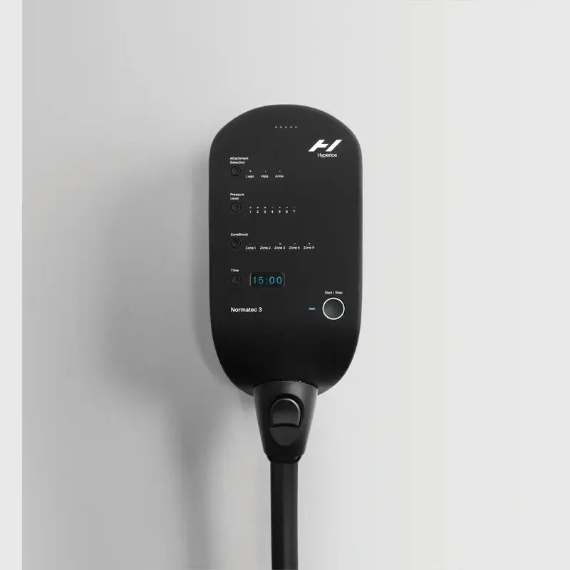 The control unit screen, showing the zone display, the pressure level and the session timer
