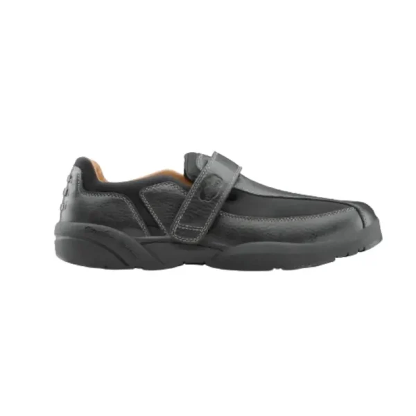 Dr comfort Douglas Black Medical shoes designed to accommodate foot swelling, featuring a comfortable and supportive design.