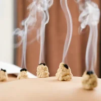 Moxibustion treatment in progress at a Melbourne acupuncture clinic