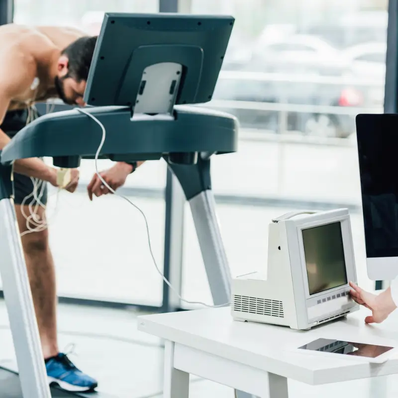 Treadmill exercise with monitoring equipment for strain-counterstrain research