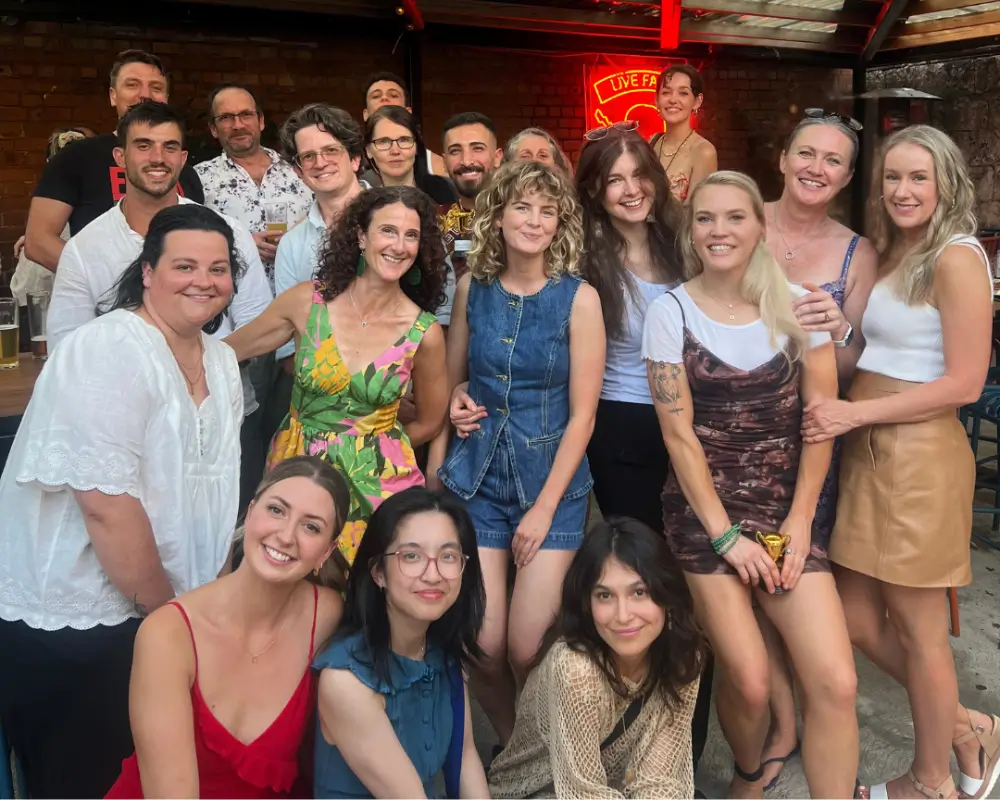 Group photo of Brunswick Health practitioners and staff at a social event