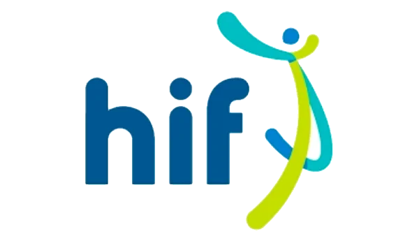 HIF Health Insurance Fund logo with abstract figure design