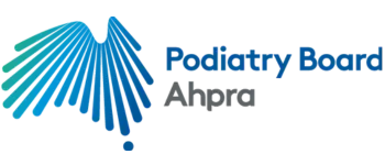 Podiatry Board of Australia AHPRA logo — podiatrists at Brunswick Health are AHPRA-registered