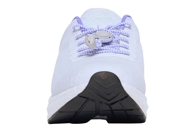 Dr. Comfort Joy white front view showing wide toe box and depth