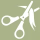 Illustration of scissors cutting a strand of hair, representing hair sample collection for hair mineral and toxic metal testing.