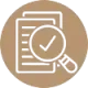 Icon of documents and a magnifying glass representing the analysis of a runner's history for physiotherapy assessments.