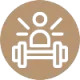 Icon of a person lifting weights representing strength training for runners guided by a physiotherapist