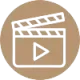 Icon of a video clapperboard representing video assessments for runners conducted by a physiotherapist